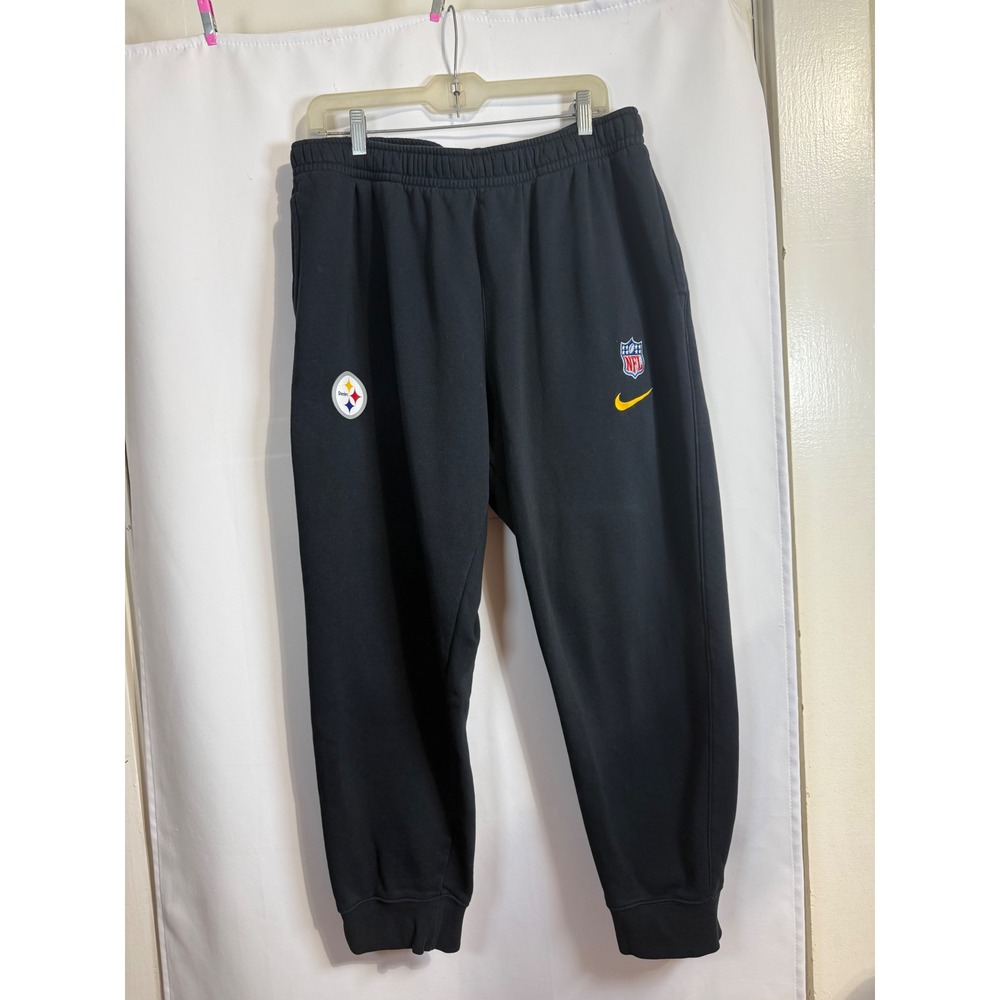 Nike NFL Pittsburgh Steelers Joggers Mens XXL Black Fleece Snap Pocket Pants